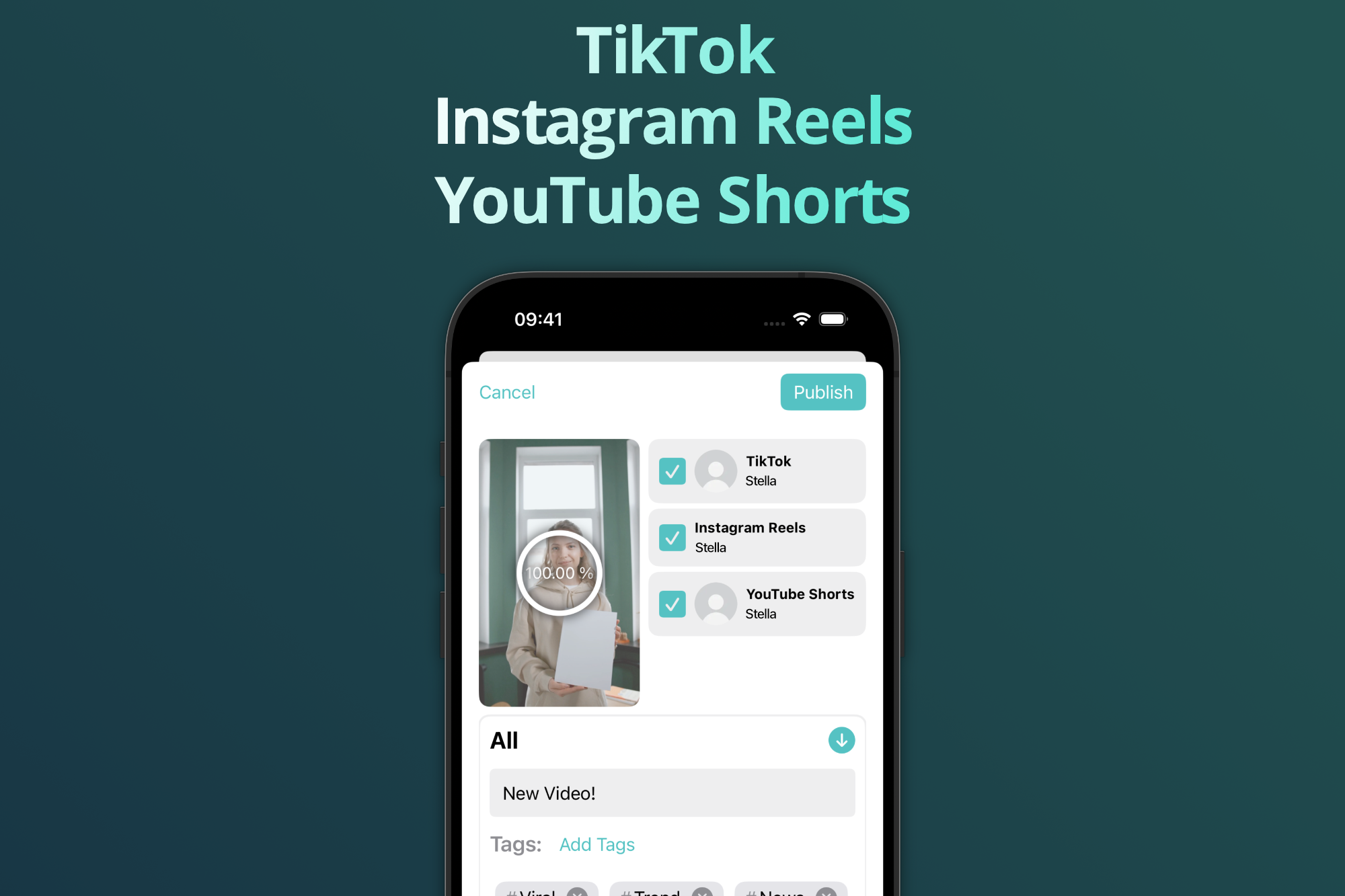 Post across TikTok, Instagram & YouTube